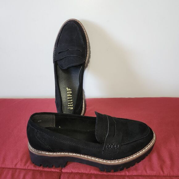 Jellypop Shoes Womens 6 M Paris Slip On Loafers Black Comfort Suede Casual - Picture 2 of 8